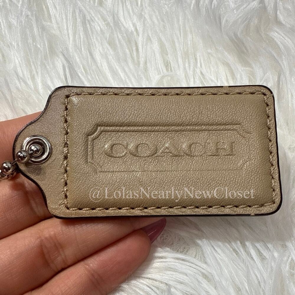 2.5" COACH Taupe Fob Bag Charm Hang tag Hangtag